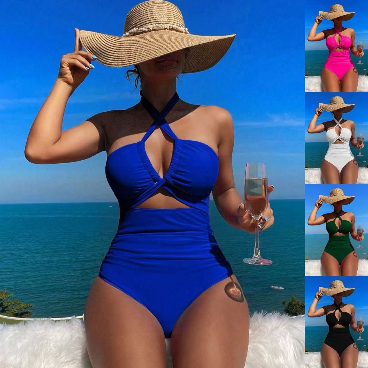 Swimsuit Bikini Ruched - Maillot de bain femme noir uni