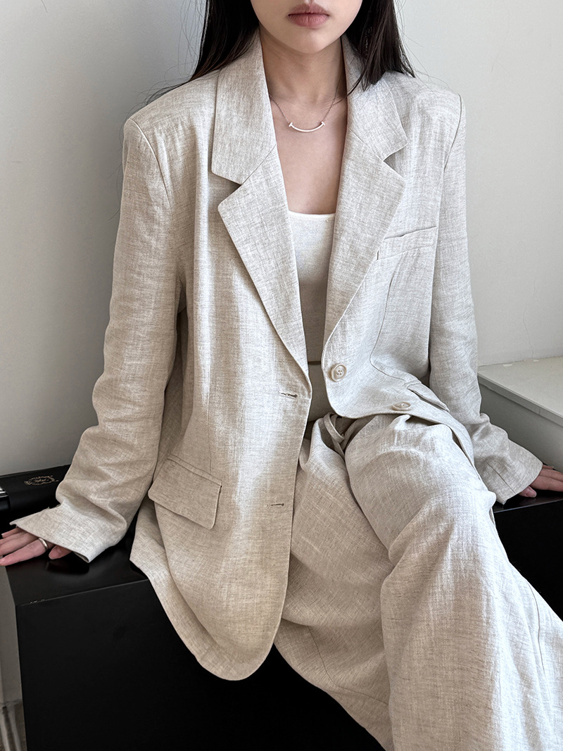 Linen Pant Wide - Automne haut de gamme lin matériel