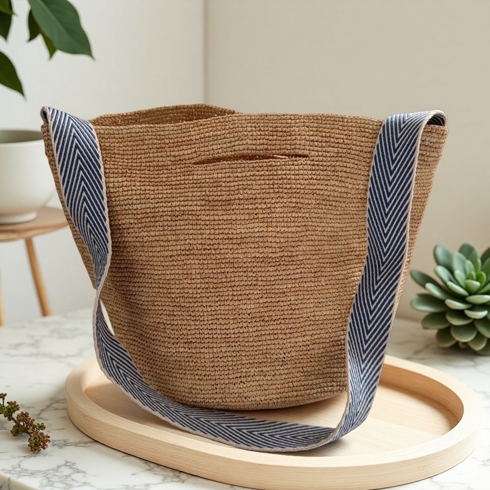 Crochet Bag Raffia - Nouveau sac seau en raphia arc-en-ciel,