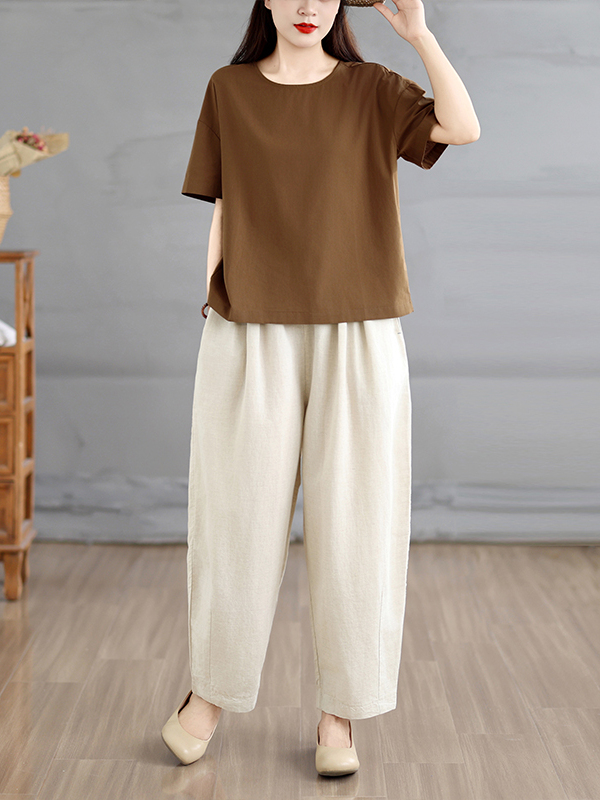 Linen Pant Wide - Ensemble deux pièces décontracté en lin