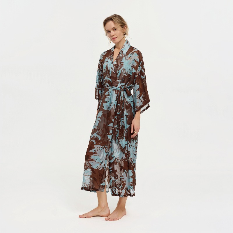 Peignoir long en mousseline tr - Kimono Sheer Floral avis et prix